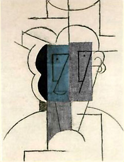 Pablo Picasso, Man in Hat, Charcoal and collage, 1912